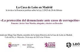 El abogado y doctor en Derecho, Javier San Martín será el ponente.