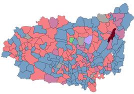 Mapa de resultados en la provincia de León. La política de pactos será ahora determinante.