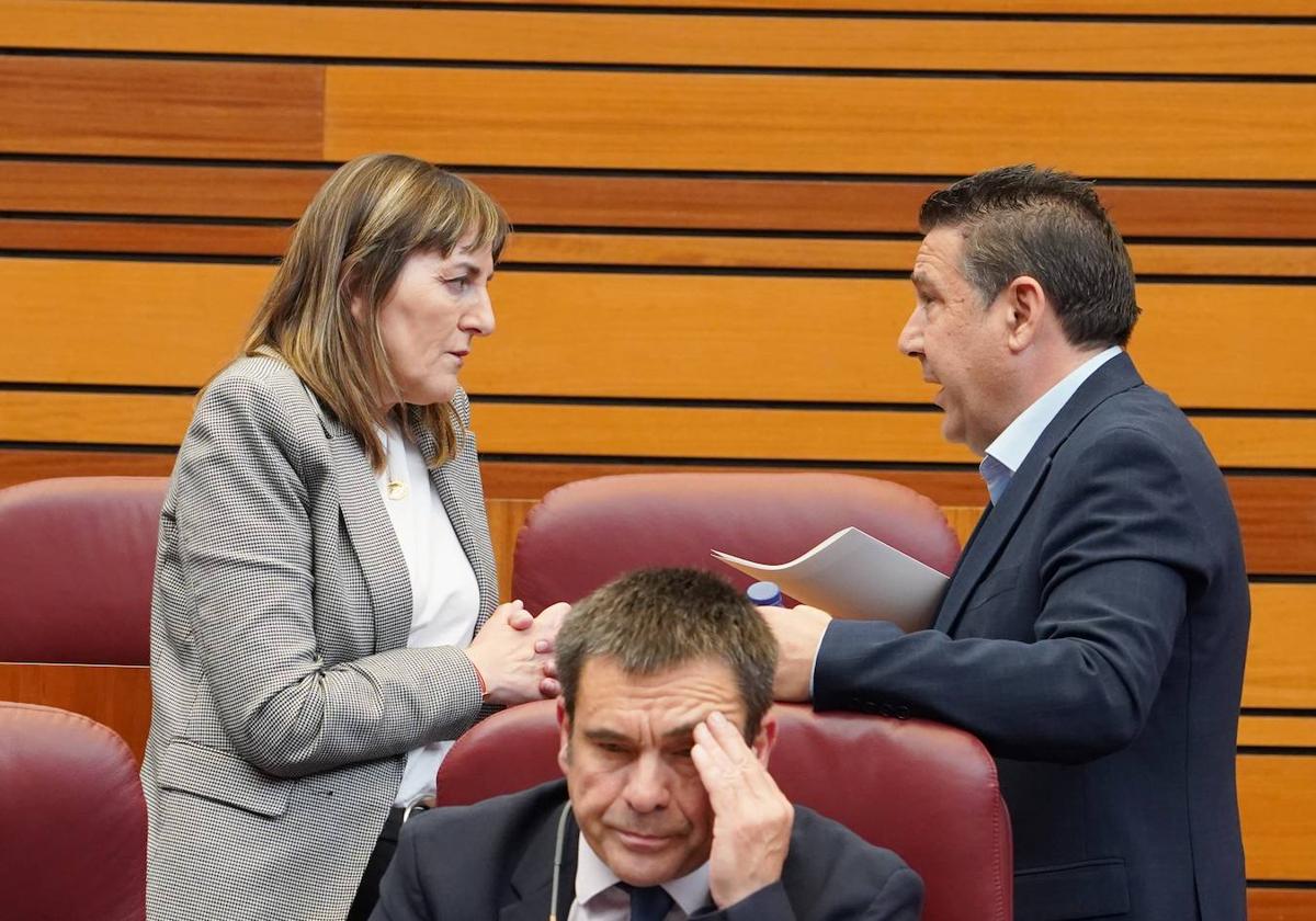 El portavoz de la UPL, Luis Mariano Santos, durante el Pleno de las Cortes.