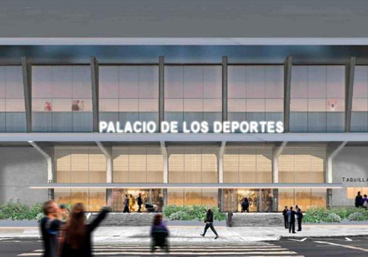 Fachada proyectada del futuro Palacio de los Deportes de León.