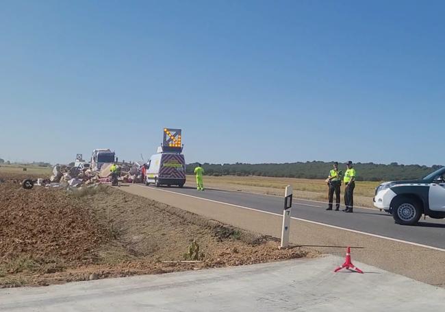 Agentes de la Guardia Civil presentes en el lugar del accidente.