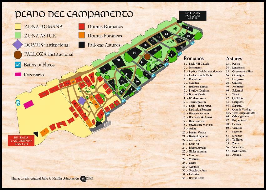 Plano del campamento ubicado en el parque de El Melgar de Astorga