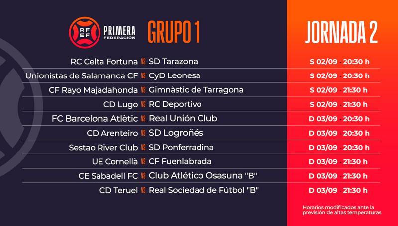 Horarios jornada 1.