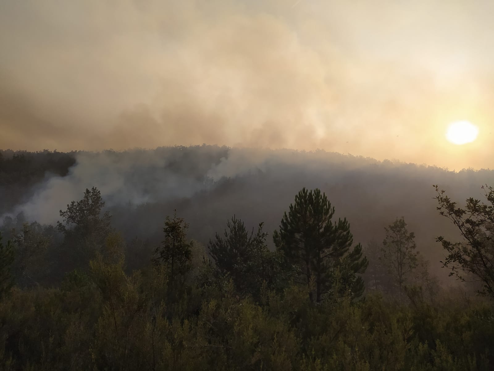 Imagen del humo del incendio en la mañana de este jueves