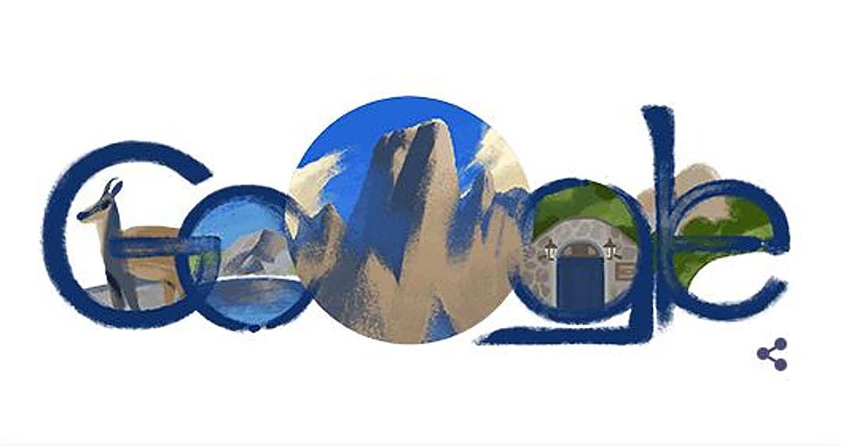 Doodle de Google con el mirador del Tombo y los Picos de Europa.