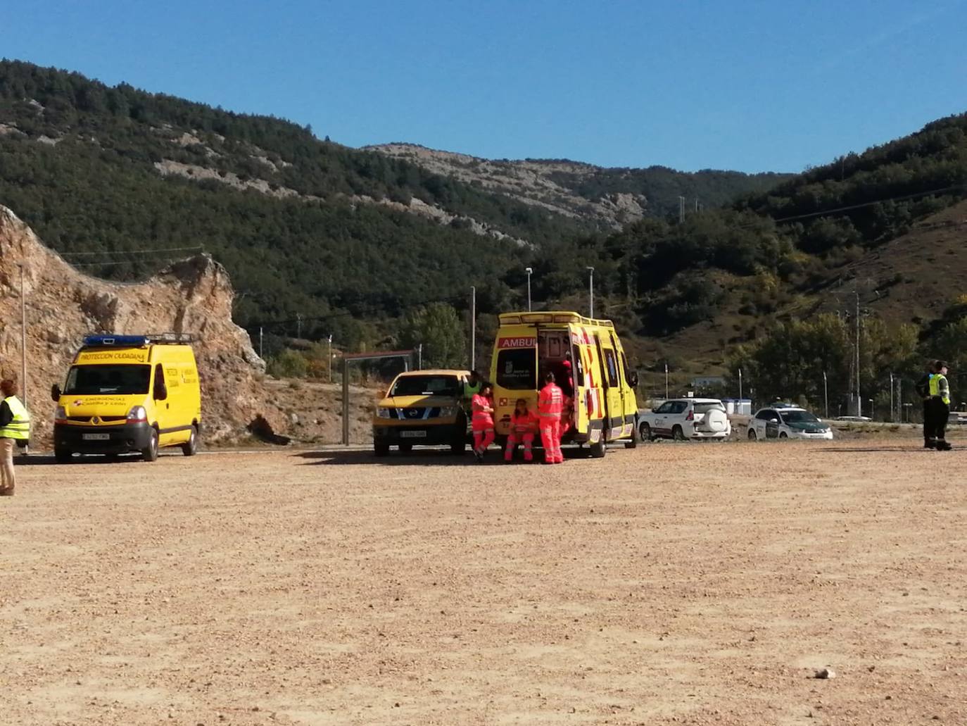 Simulacro de emergencia en la Variante de Pajares