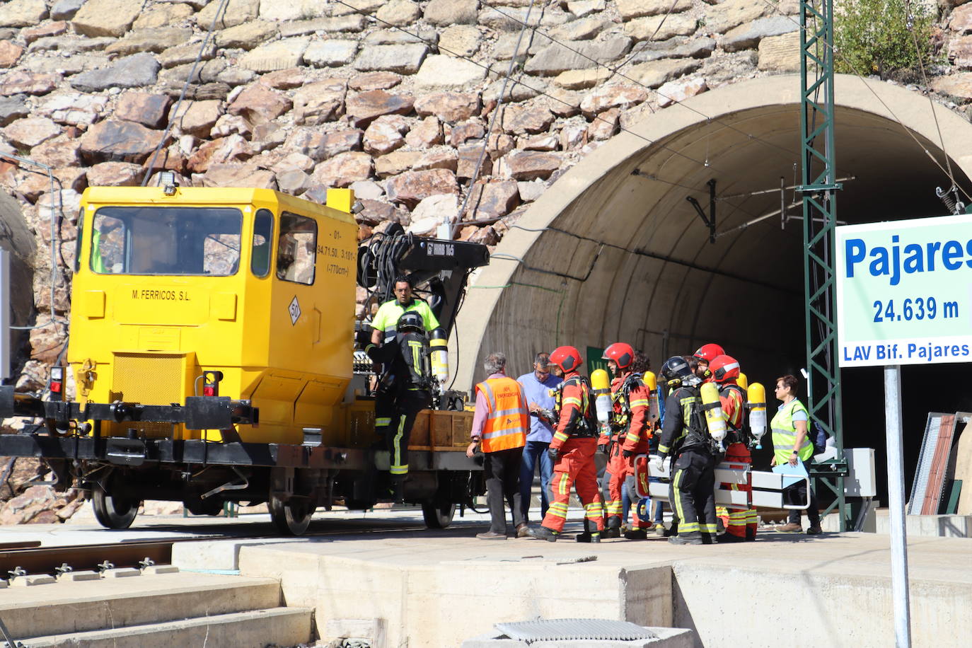 Simulacro de emergencia en la Variante de Pajares