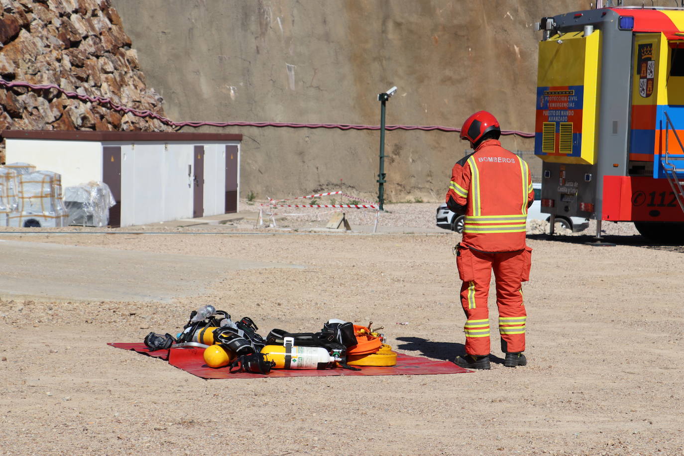 Simulacro de emergencia en la Variante de Pajares