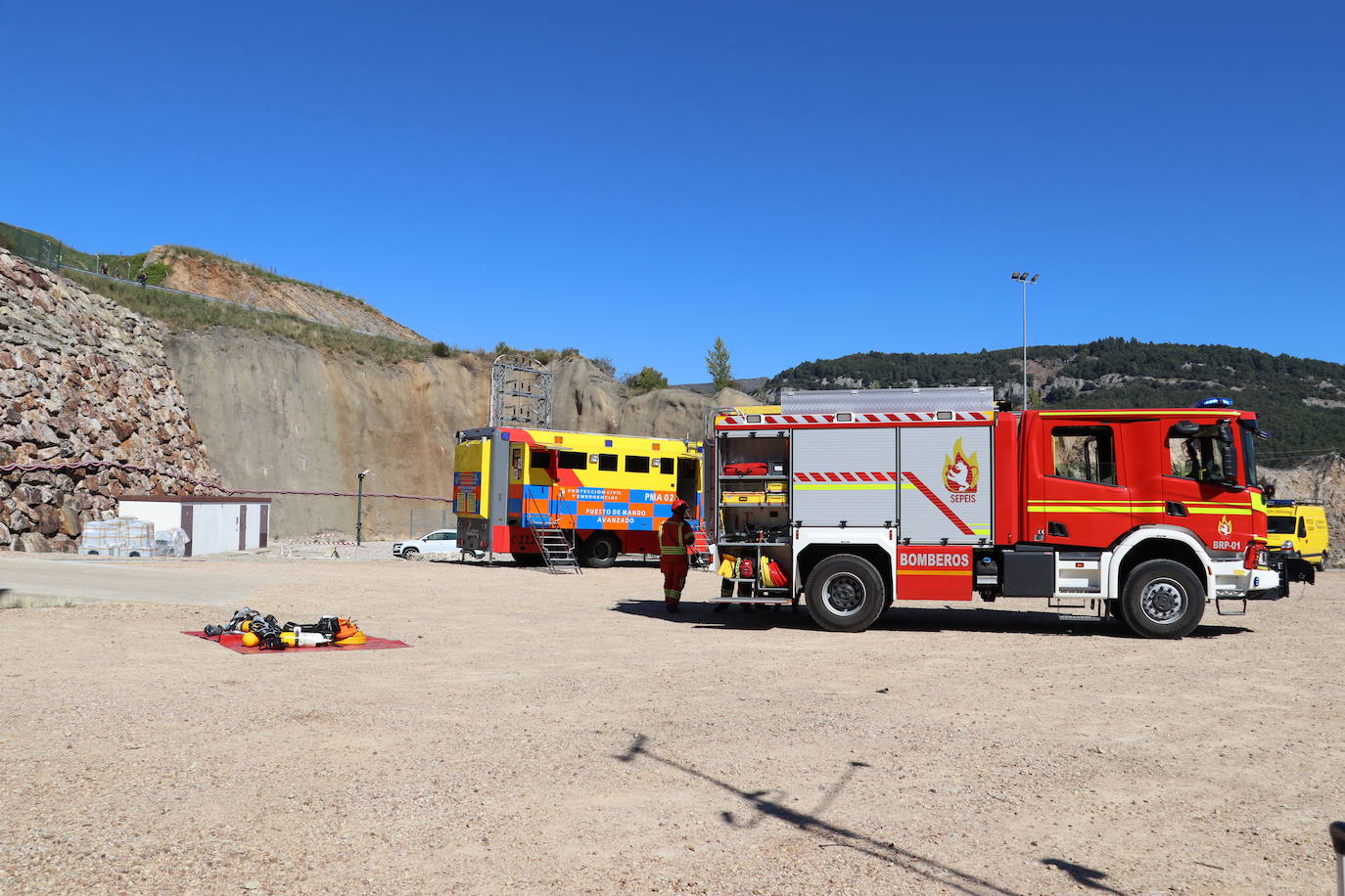 Simulacro de emergencia en la Variante de Pajares