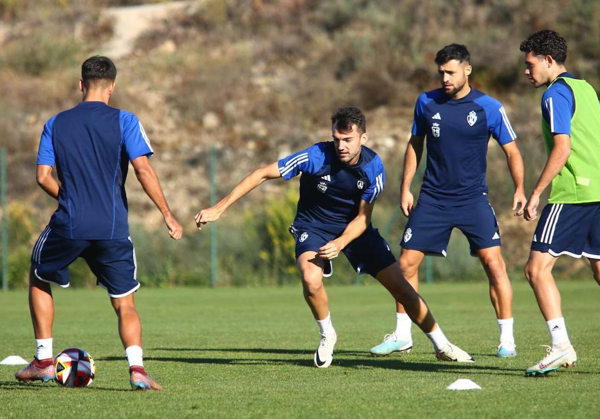 Un instante del entrenamiento de la Ponferradina durante esta semana.