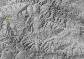 El punto amarillo de la imagen marca el lugar exacto donde se produjo el terremoto.