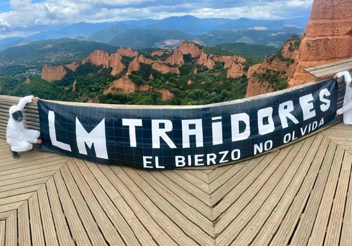 Acto de protesta de los trabajadores de LM en Las Médulas.