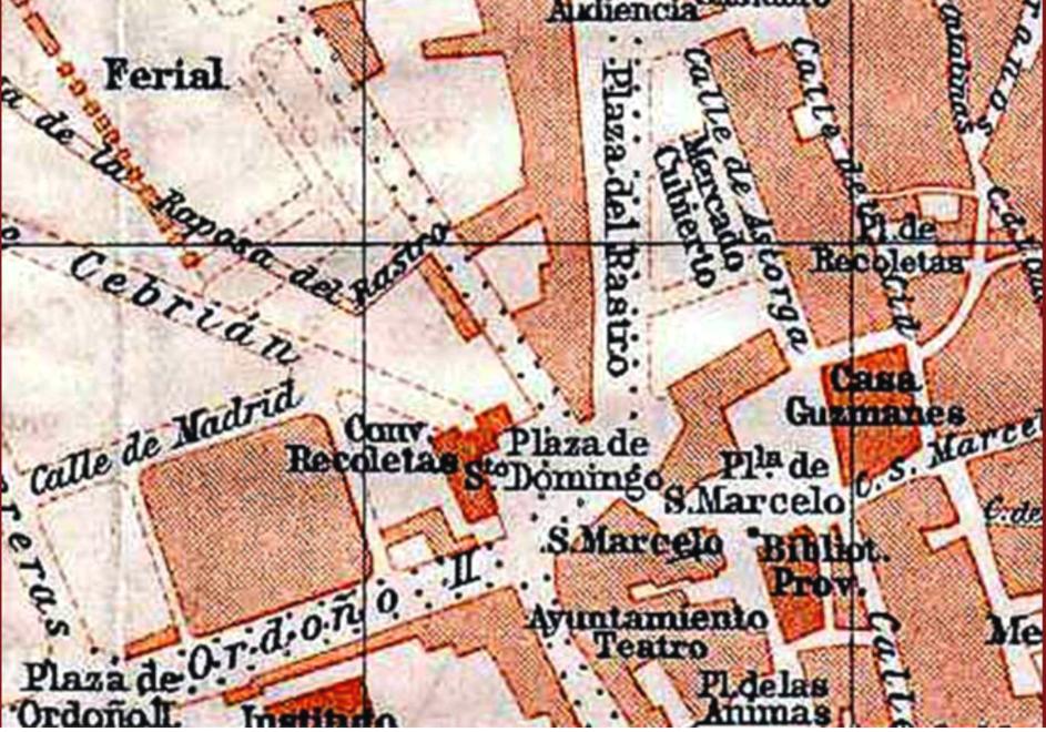 Plano de Santo Domingo, con el Convento de las Recoletas y sin la Casa Ciriaco(1901)