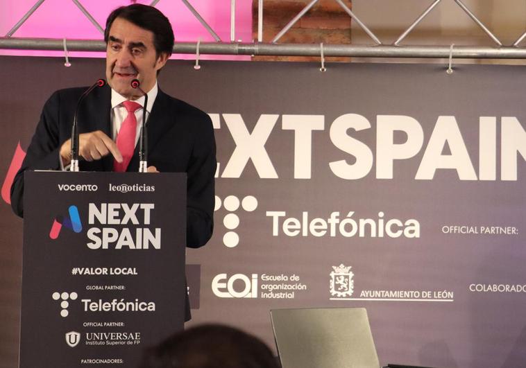 El consejero Juan Carlos Suárez-Quiñones en la clausura del foro NextSpain de Vocento en León.