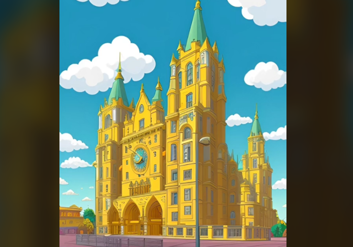 La Catedral de León a vista de Los Simpsons en un filtro de inteligencia artificial.