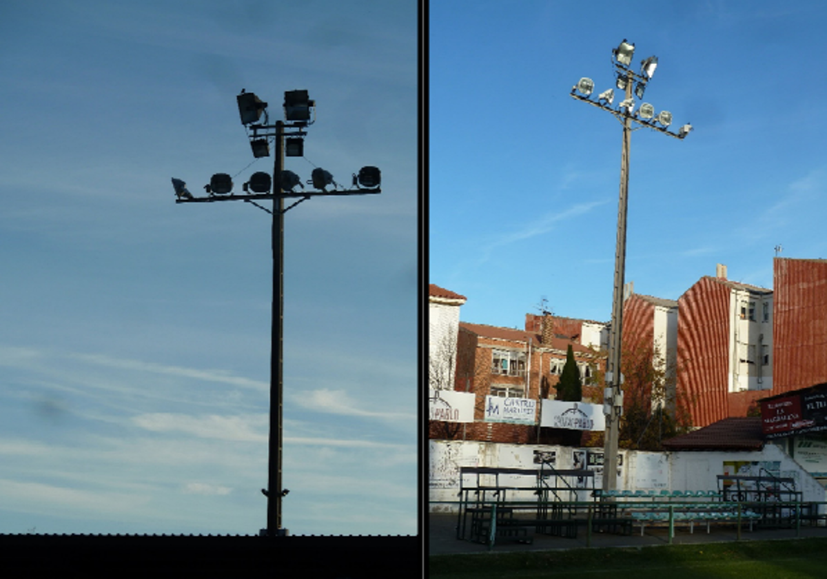 Imagen de los proyectores de luz que iluminan La Eragudina.