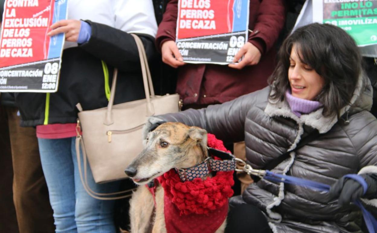 Concentración del Partido Animalista para exigir que se incluyan a los perros de caza en la nueva Ley de Protección Animal.