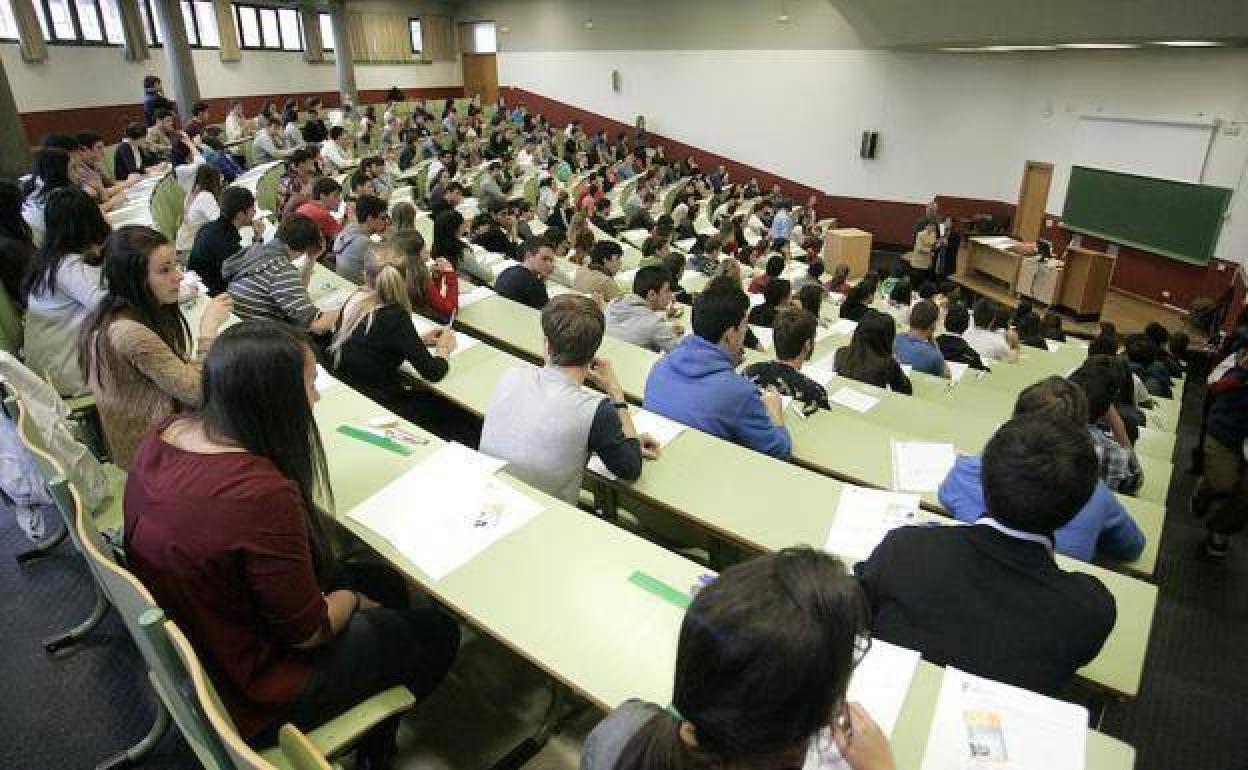 Un aula de la Universidad de León.