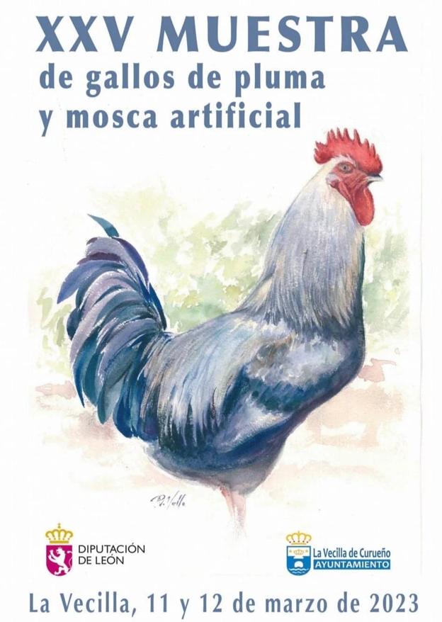 Cartel de la XXV Muestra de gallo de pluma y mosca artificial