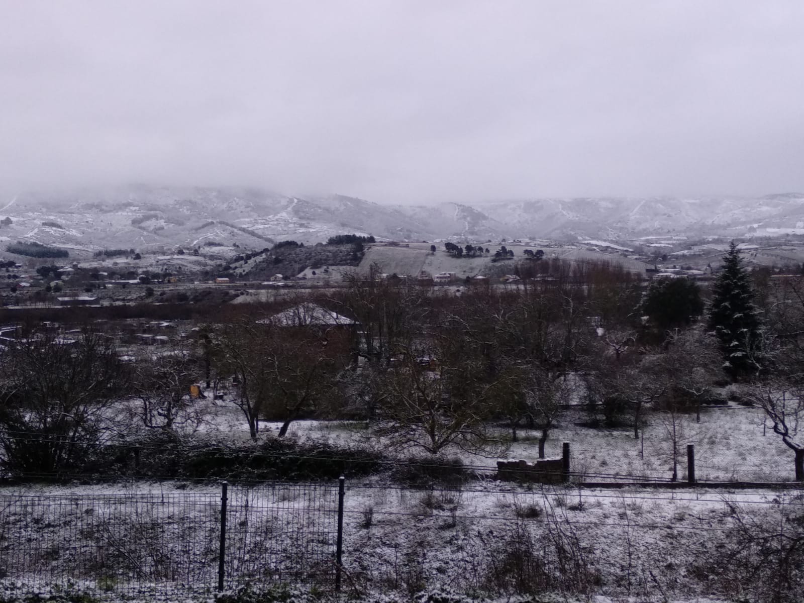 La comarca berciana se ha levantado con un fino manto de nieve en buena parte de sus rincones ocasionado por la 'borrasca Fien'