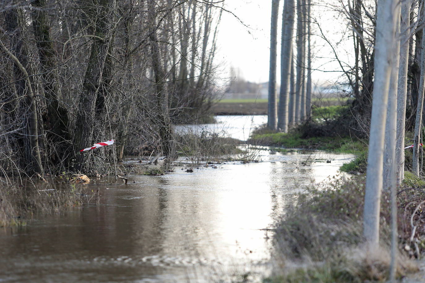 El río Tuerto se desborda a la altura de la localidad leonesa de San Félix de la Vega