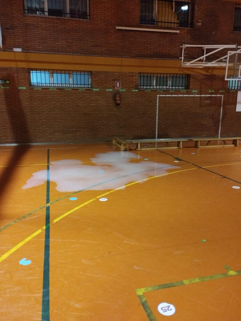 Desprendimientos, goteras e inundaciones en el colegio Quevedo de León ciudad .