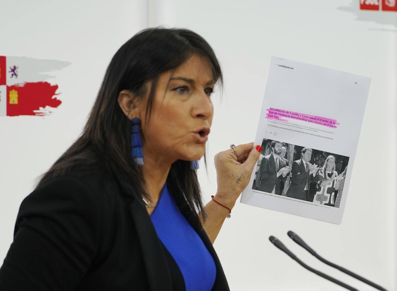 La secretaria de Organización del PSCyL, Ana Sánchez, comparece ante la prensa para analizar cuestiones de actualidad política de la Comunidad.