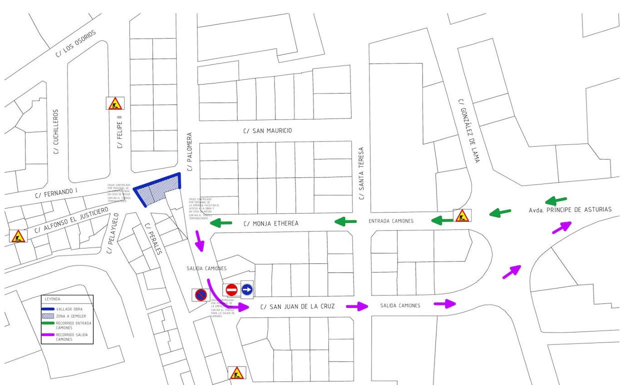 Mapa de la zona y cortes de tráfico previstos