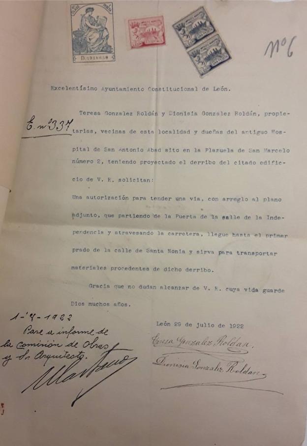 Solicitud para tender la línea de Decauville. (1922) Imagen de Daniel Casado procedente delArchivo Municipal de León