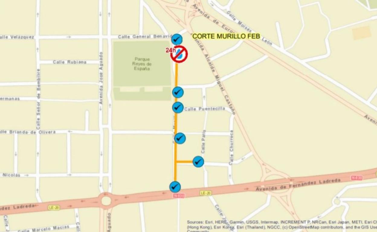 Plano del corte de agua.