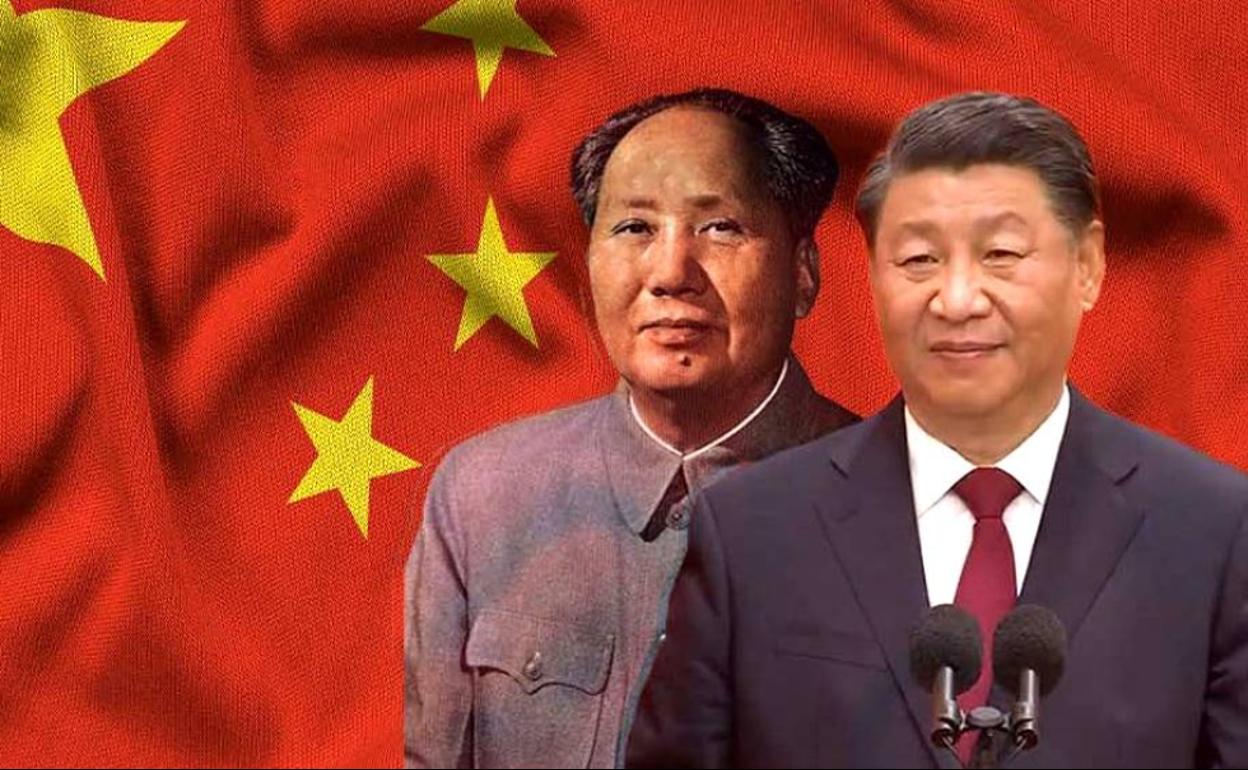 El presidente chino Xi Jinping y Mao Tse-Tung.