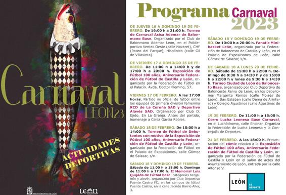 Programación deportiva para Carnaval en León.