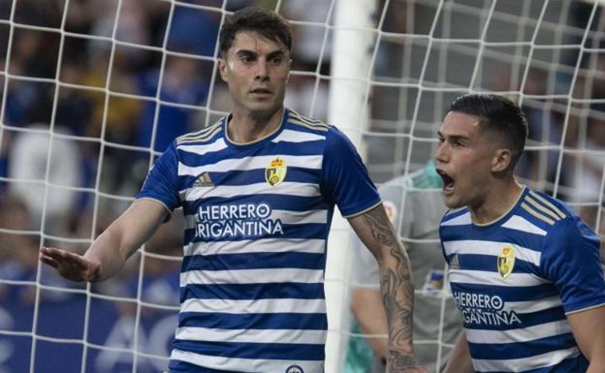 Jose Naranjo celebra su gol ante el Burgos en una imagen de archivo.