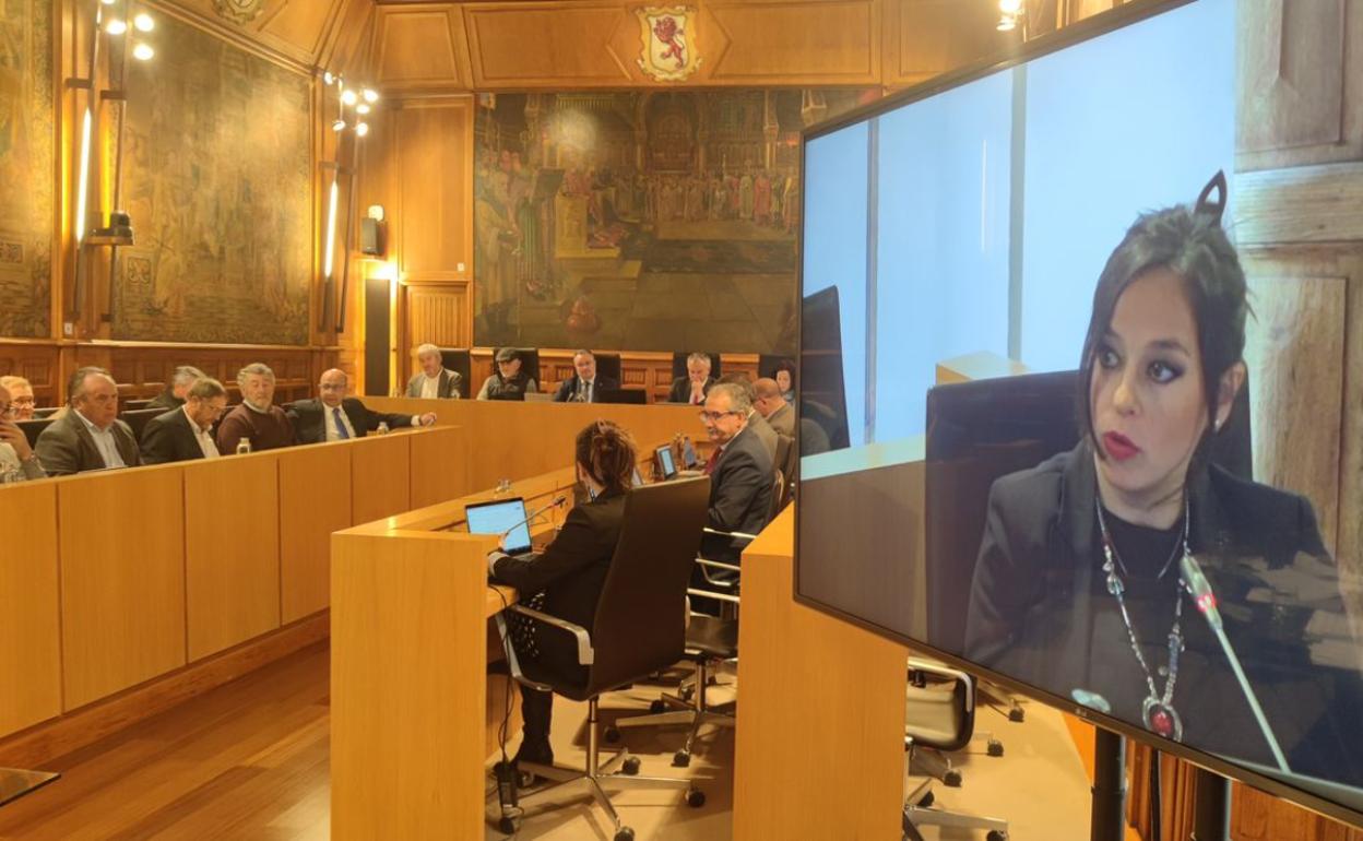 Gemma Villarroel, durante el pleno de la Diputación Provincial de León. 