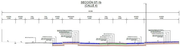 Sección tipo calle 4 de la ampliación de Villadangos. 