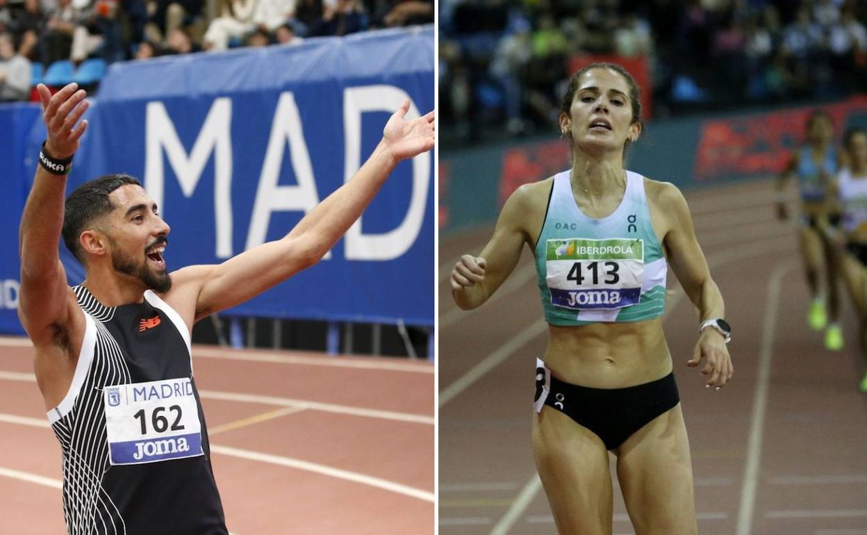 Saúl Ordóñez y Marta García en el Campeonato de España de Atletismo.