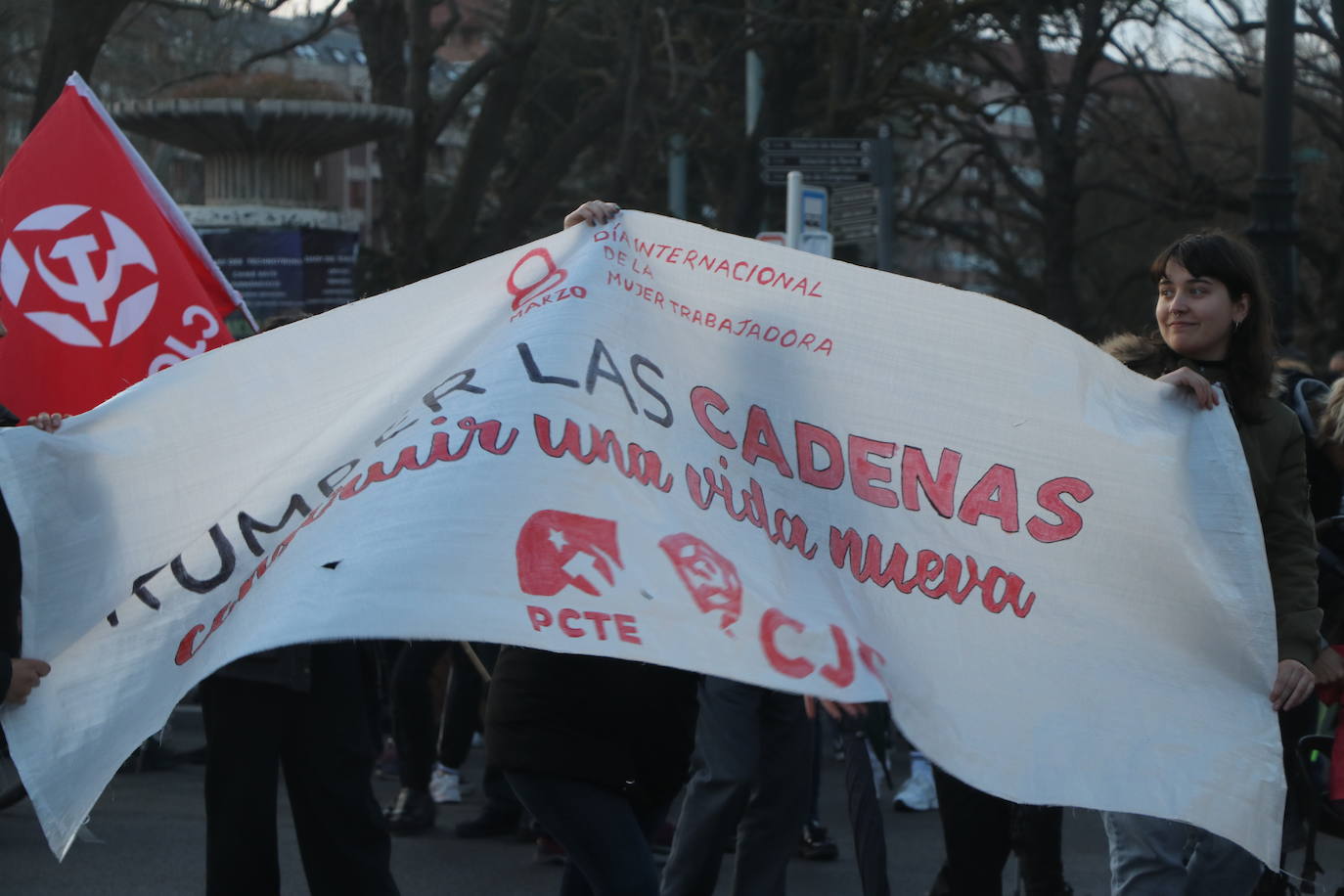 Una nutrida manifestación recorre las calles de León con diferentes plataformas, partidos políticos y sindicatos..