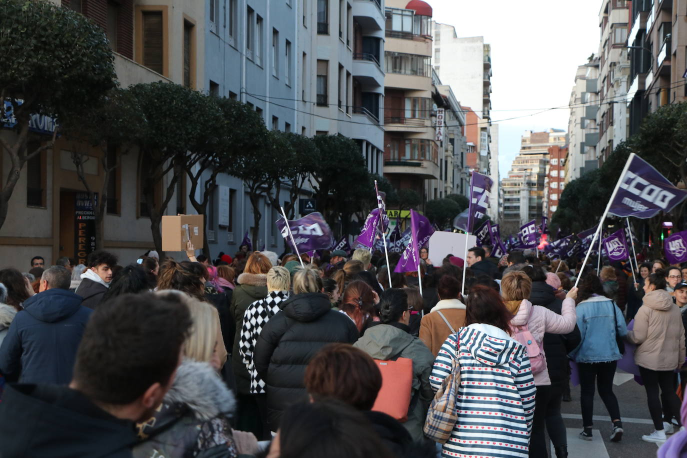 Una nutrida manifestación recorre las calles de León con diferentes plataformas, partidos políticos y sindicatos..