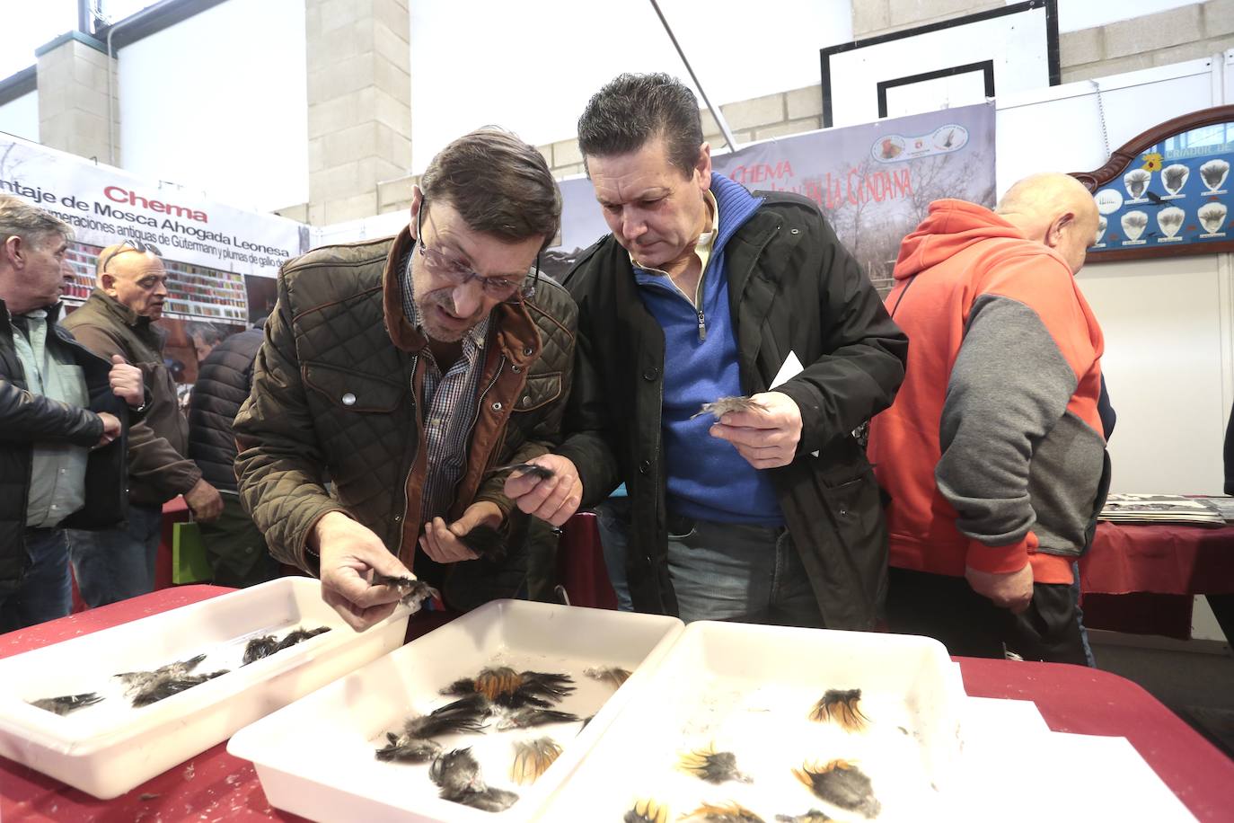 La delegada territorial de la Junta en León, Ester Muñoz, inaugura la XXV Muestra de gallos de pluma y mosca artificial.