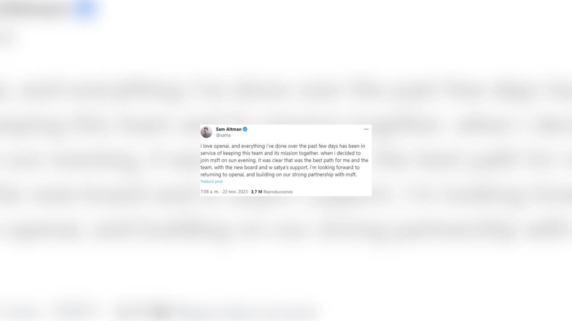 Sam Altman regresará a OpenAI como consejero delegado