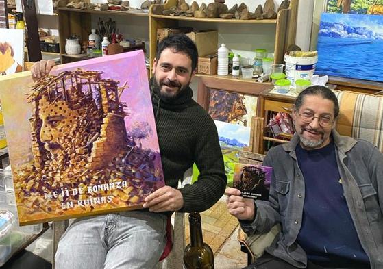 El artista leonés Meji junto al pintor Martín de la Red.