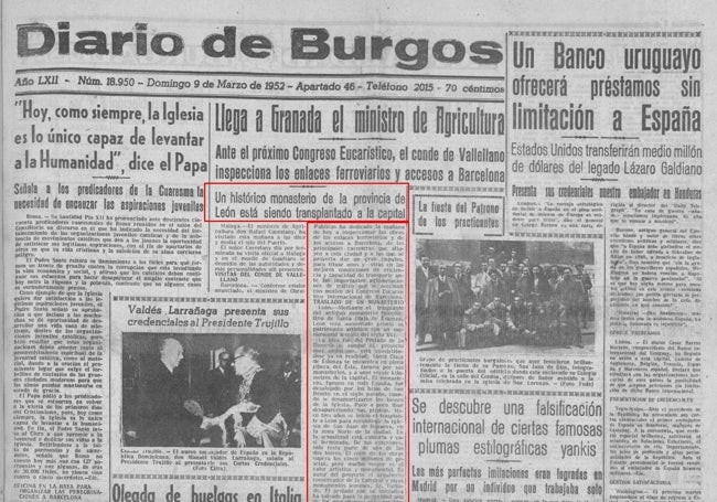 Diario de Burgos. 9 de marzo de 1952.