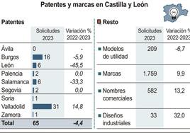 Gráfico de la producción de patentes y marcas en la comunidad.