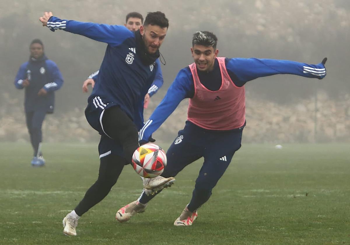 Llonch y Mángel, en un entrenamiento de la Deportiva.