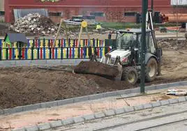 Obras para la urbanización del entorno de la Estación de Matallana, en León.