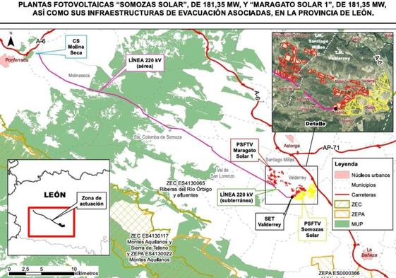 Superficie que ocuparían las plantas en la Maragatería.