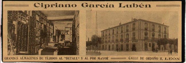 Publicidad de Cirpiano García Lubén en Ordoño II.