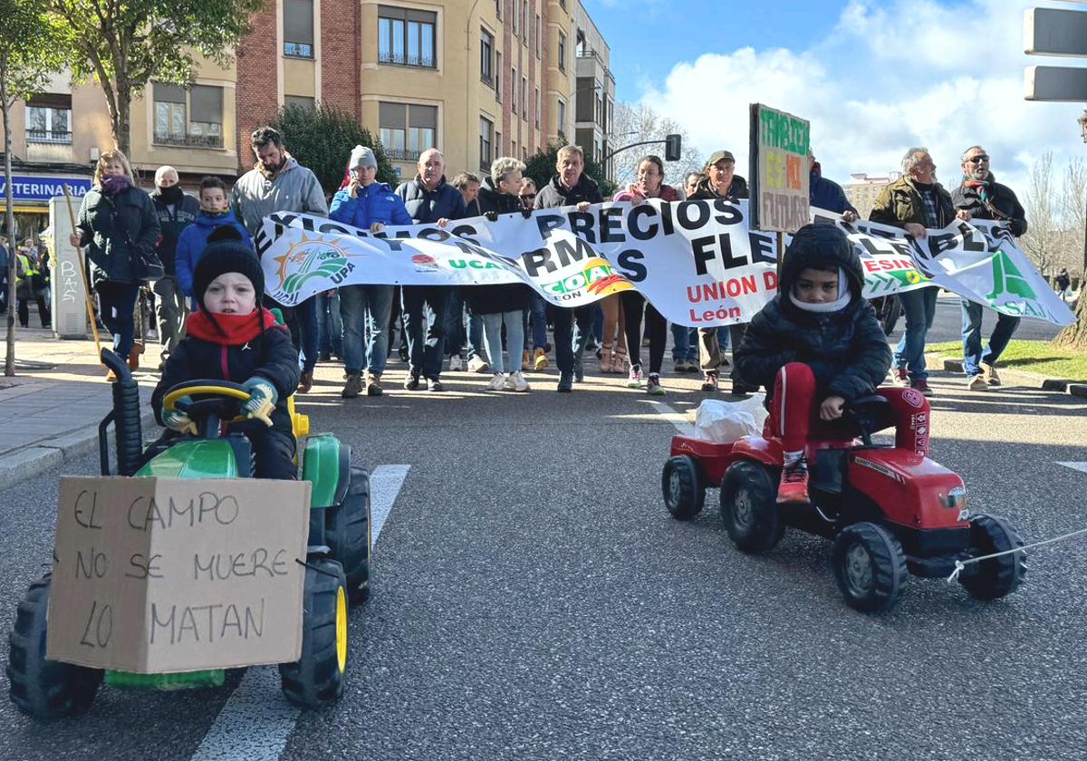 La manifestación llega a la delegación de la Junta y los tractores siguen copando León