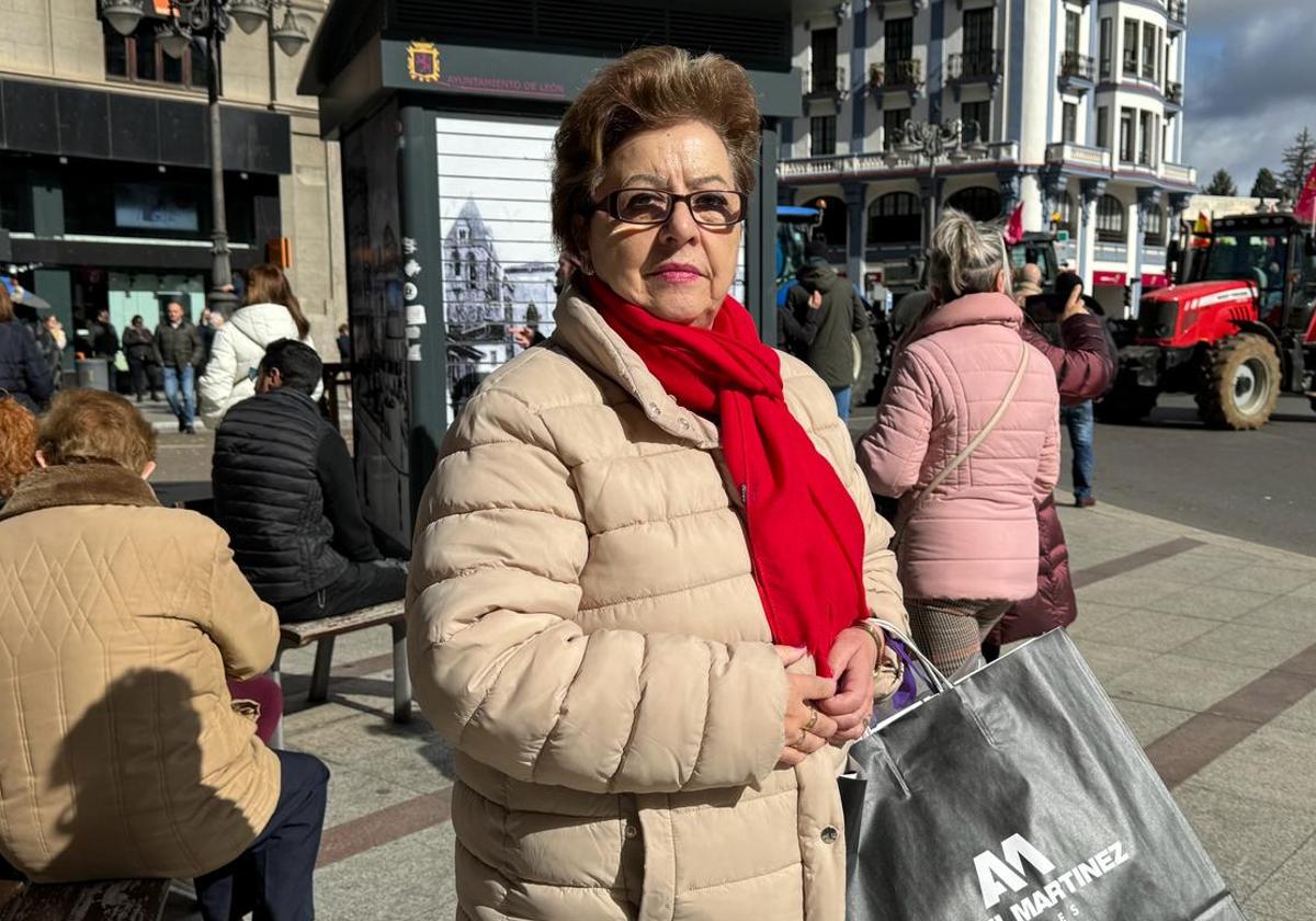 Milagros Méndez en la tractorada del 23 de febrero en la capital leonesa.