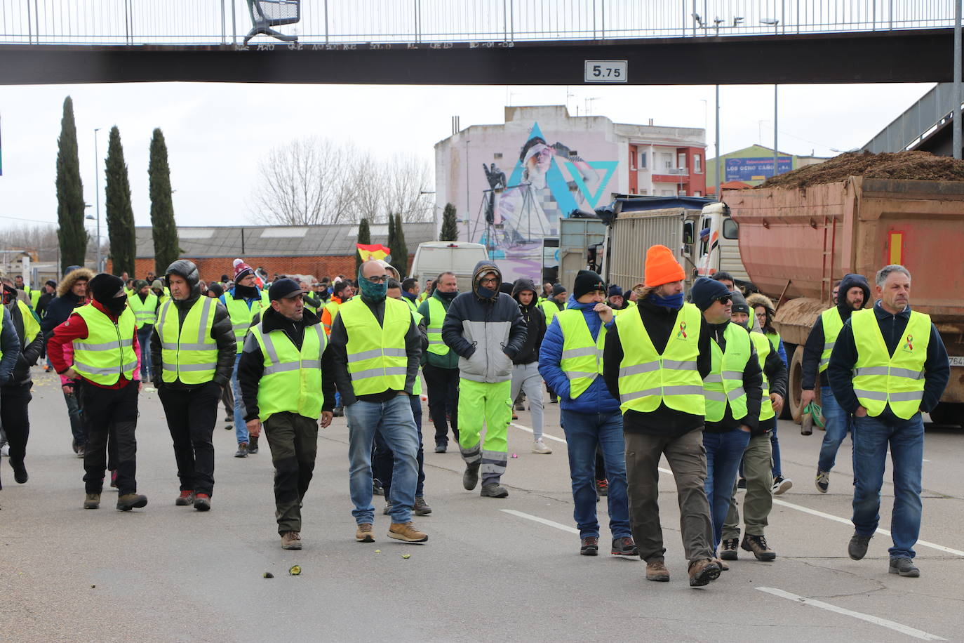 Los trabajadores del campo tiran productos extranjeros en las calles de La Bañeza.